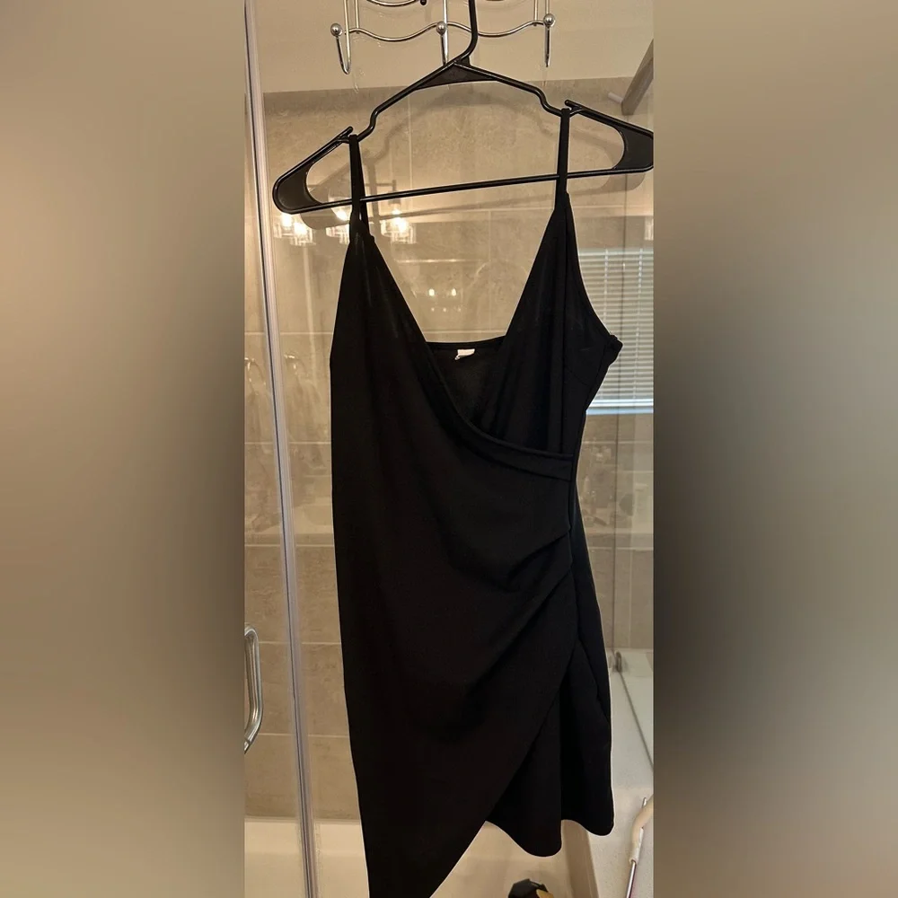 Asymmetrical Black Women's Dress - Picture 2 of 4